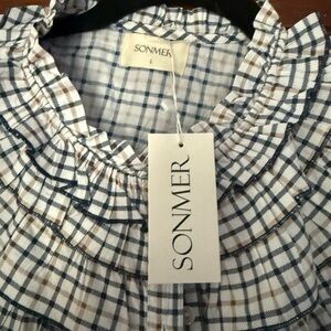 SONMER Plaid Ruffle Blouse